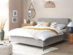 Bett mit Lattenrost Stoff VALOGNES 180 x 200 cm Hellgrau