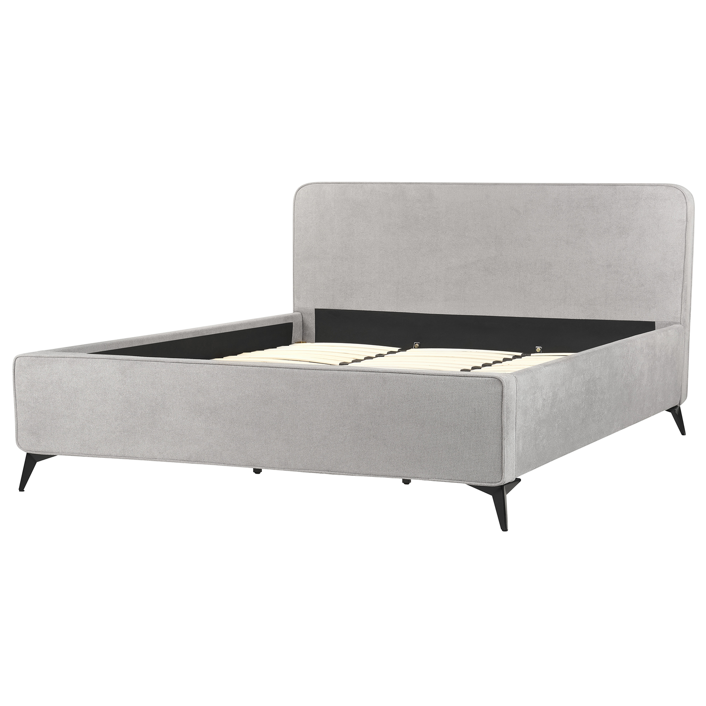 Bett mit Lattenrost Stoff VALOGNES 180 x 200 cm Hellgrau