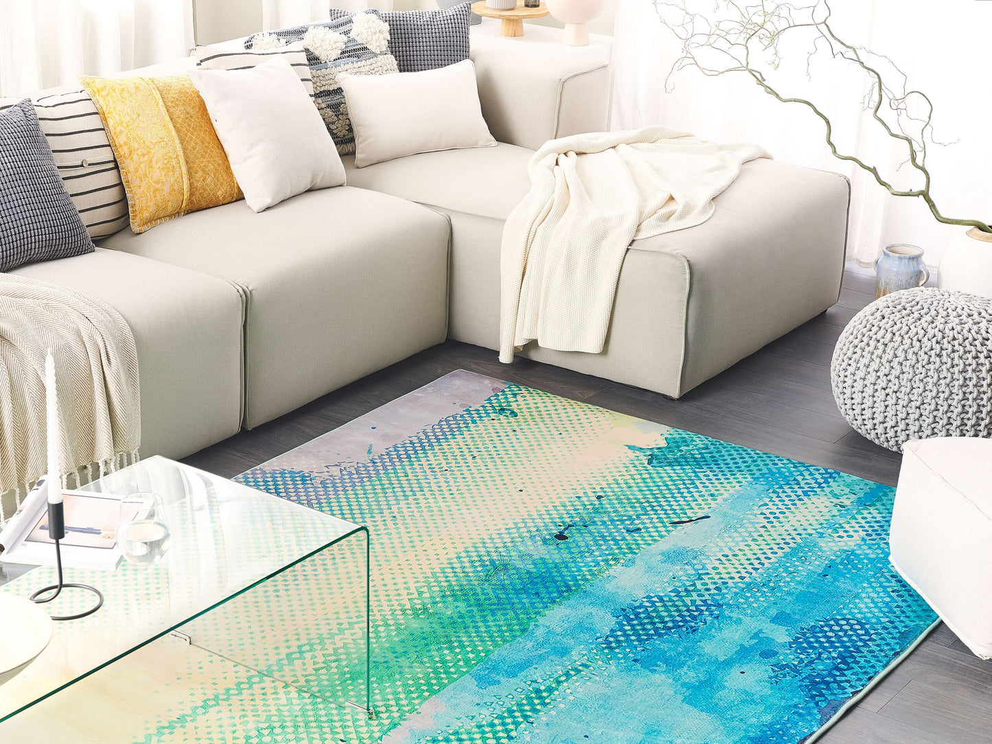 Teppich blau-grün 160 x 230 cm Flecken-Motiv Kurzflor SUSUZ