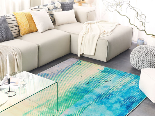 Teppich blau-grün 160 x 230 cm Flecken-Motiv Kurzflor SUSUZ