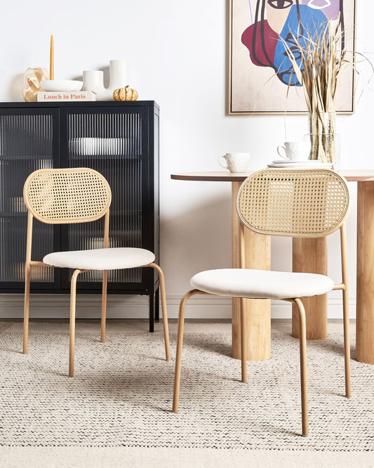 Esszimmerstuhl 2er Set ADAVER Metall Hellbraun