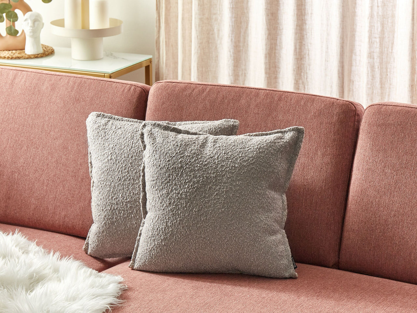 Dekokissen 2er Set SENECIA Bouclé 45 x 45 cm Beige Ohne Muster