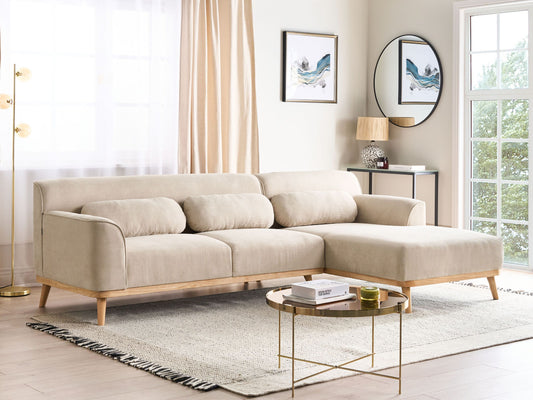 3-Sitzer Ecksofa Cord hellbeige linksseitig SIMOS
