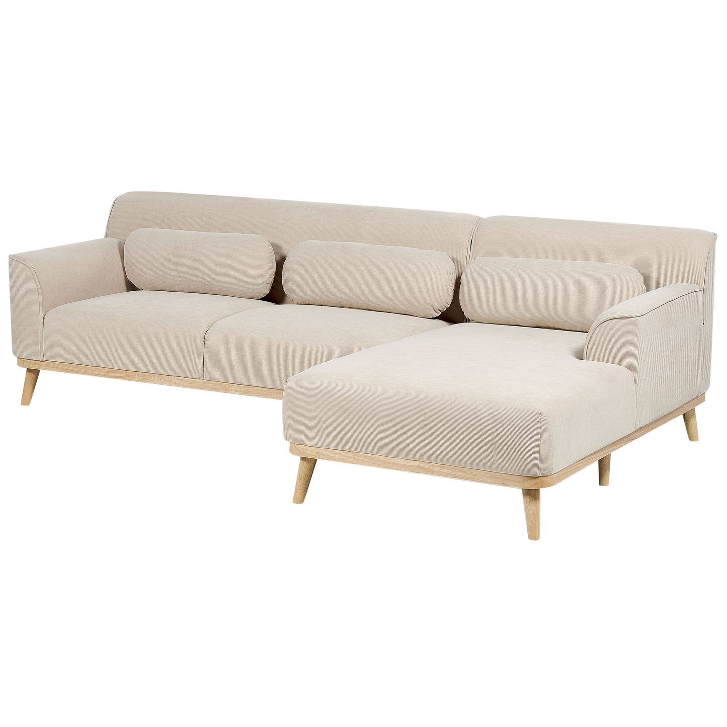 3-Sitzer Ecksofa Cord hellbeige linksseitig SIMOS