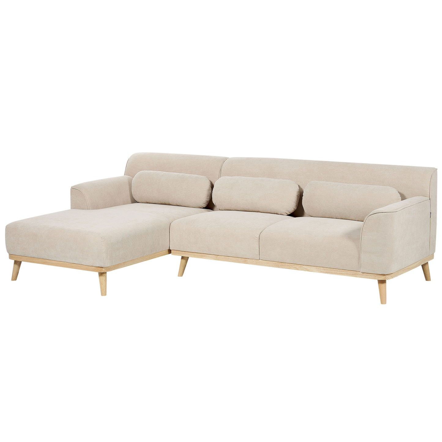 3-Sitzer Ecksofa Cord hellbeige rechtsseitig SIMOS