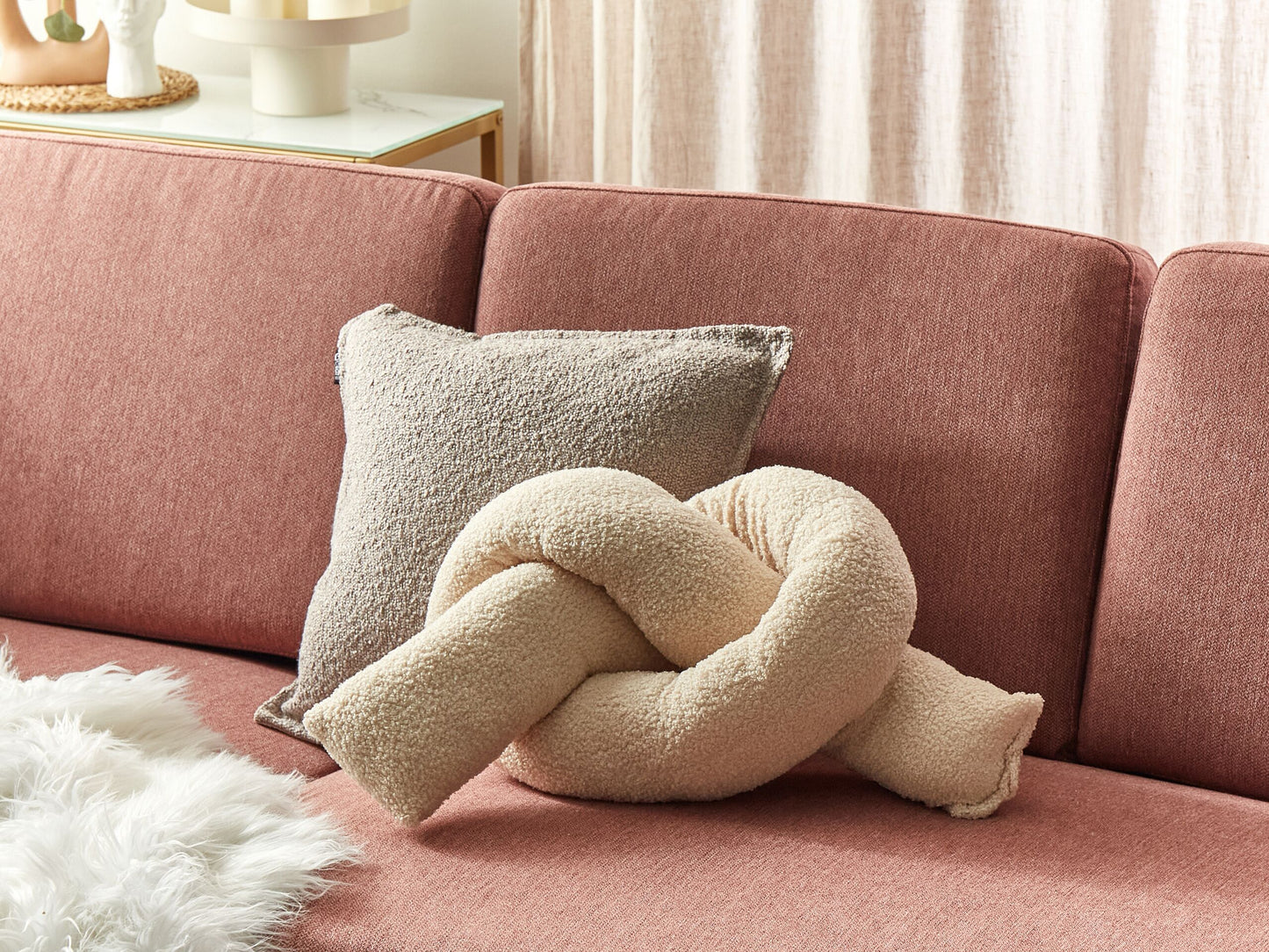 Dekokissen GLADIOLUS Bouclé 172 x 14 cm Beige Ohne Muster