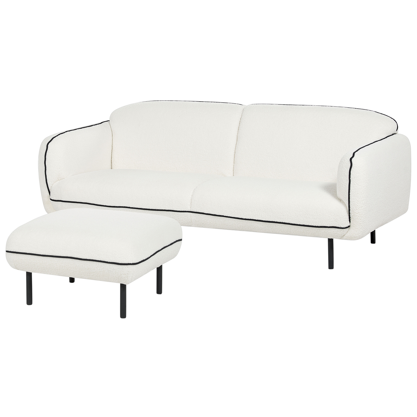 3-Sitzer Sofa Bouclé weiss / schwarz mit Ottomane TONSBERG