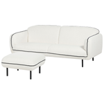 3-Sitzer Sofa Bouclé weiss / schwarz mit Ottomane TONSBERG