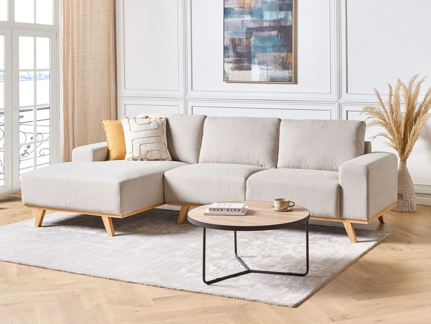 3-Sitzer Ecksofa beige rechtsseitig NORA