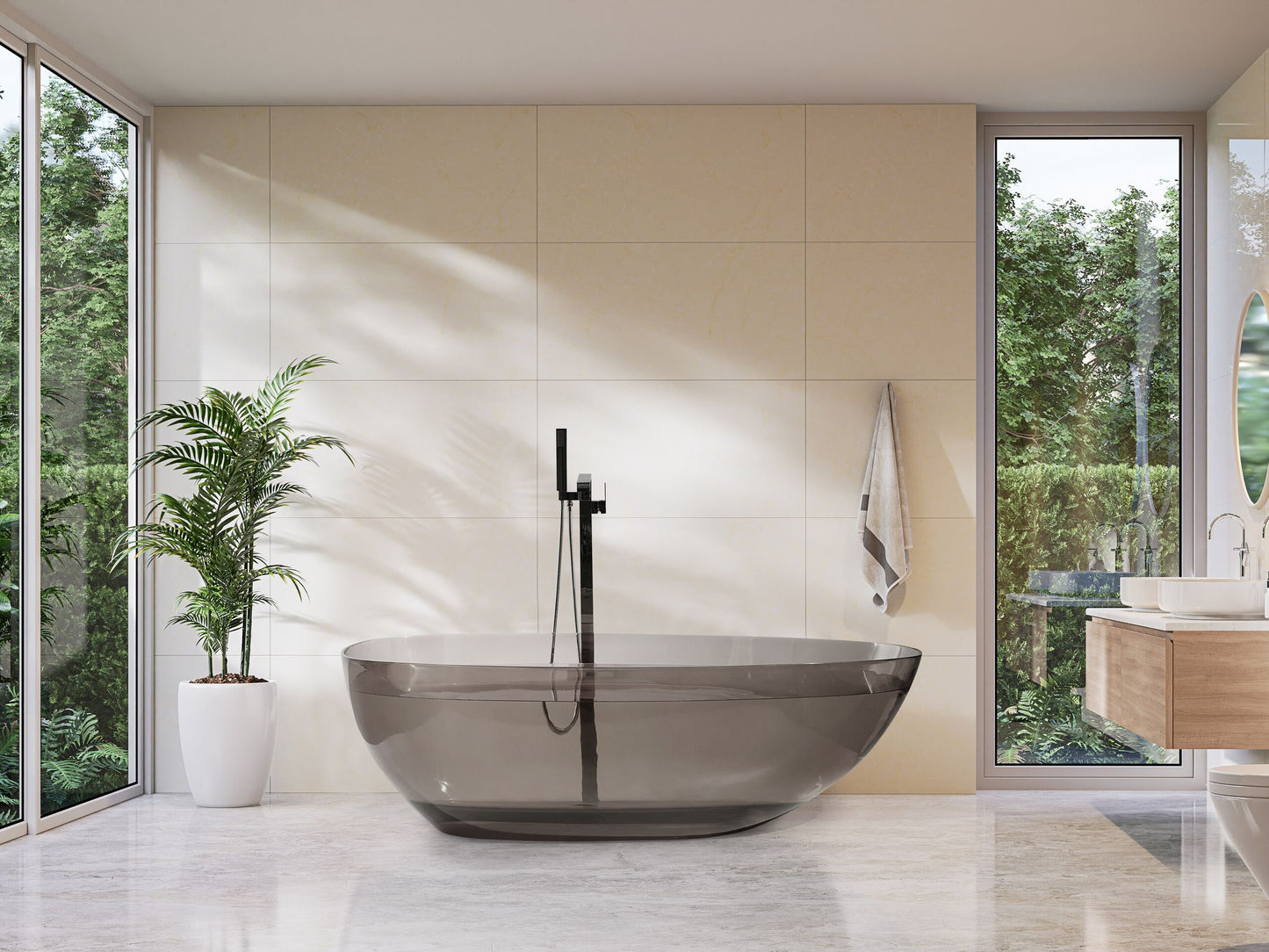 Badewanne freistehend schwarz oval 169 x 78 cm BLANCARENA