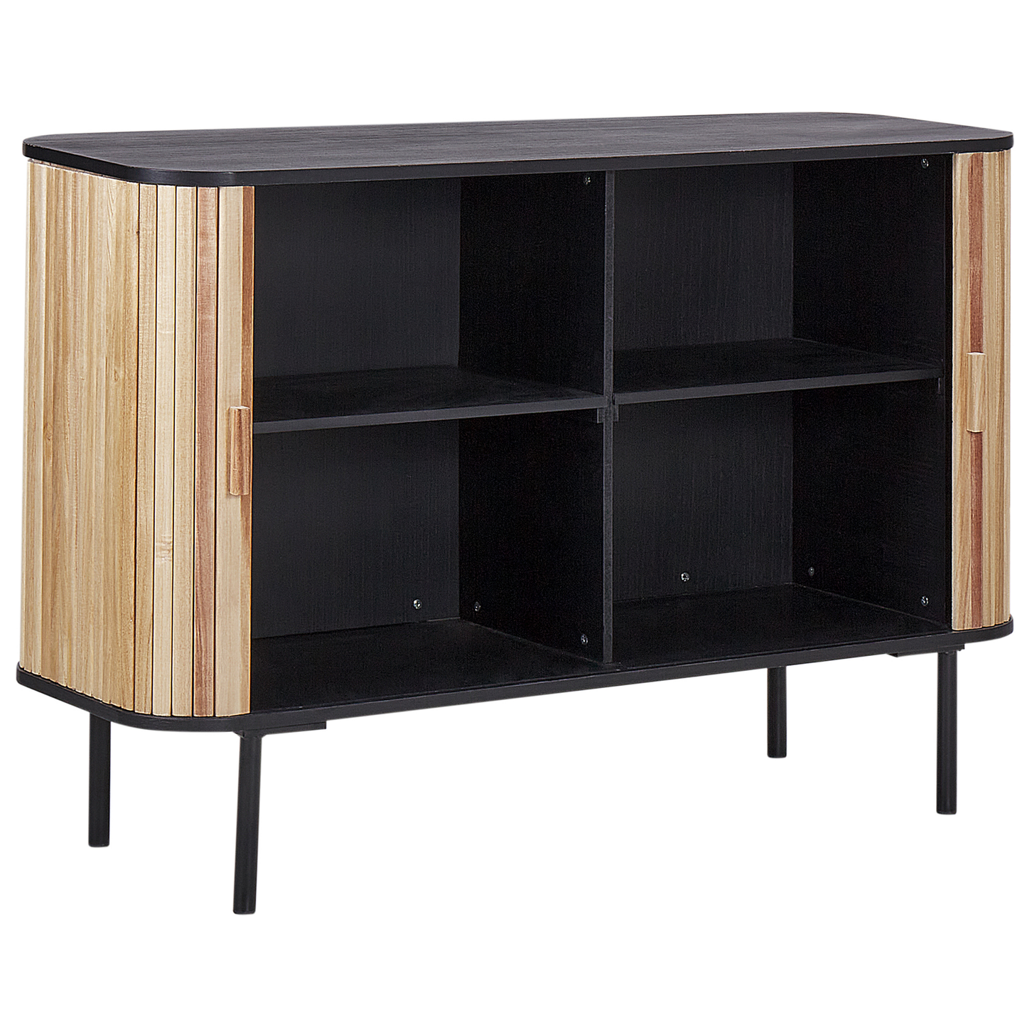 Schrank LINDON Paulownia-Holz 81 cm Braun / Schwarz