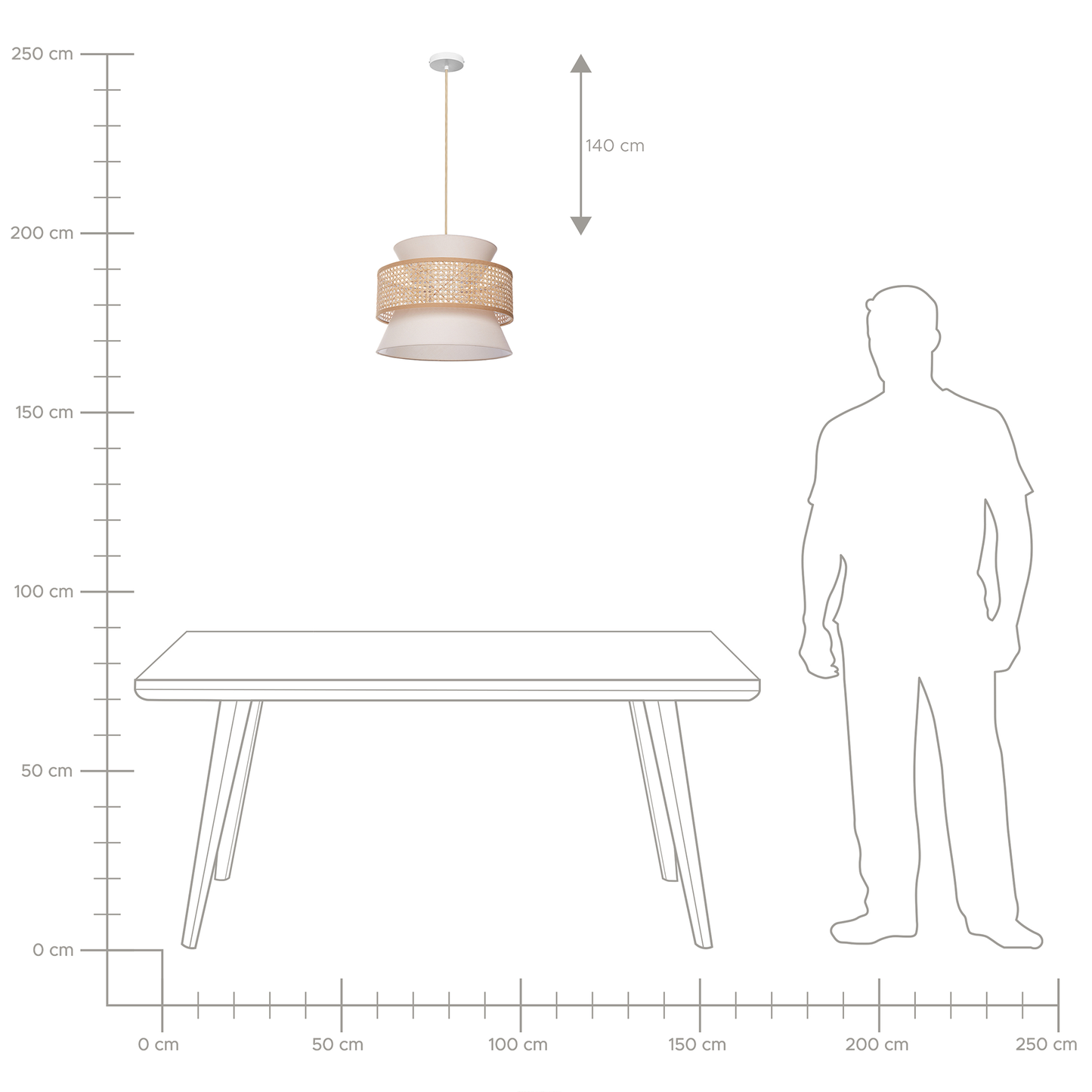 Hängelampe LUYANO Rattan Beige