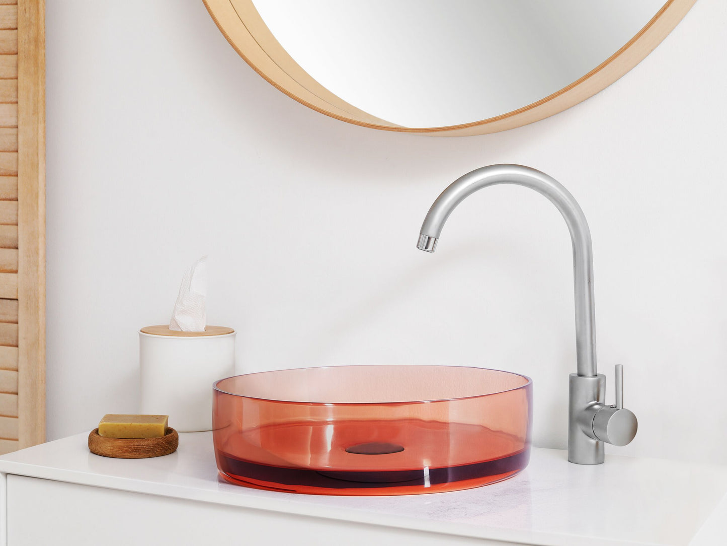 Aufsatzwaschbecken hellrot rund ⌀ 36 cm TOLOSA