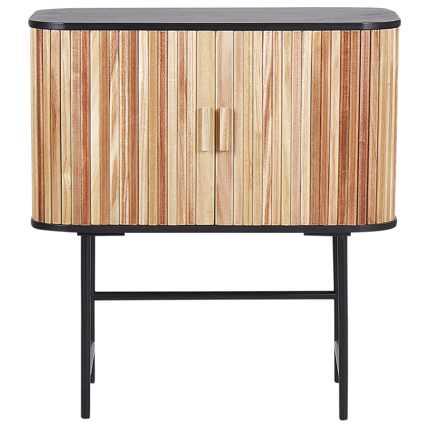 Sideboard Paulowniaholz hellbraun / schwarz 2 Türen CARNEY