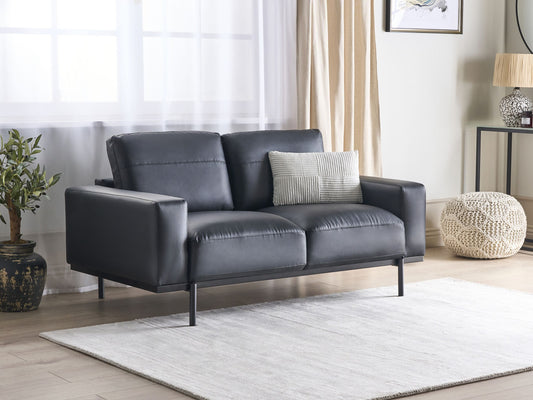 2-Sitzer Sofa Kunstleder schwarz SOVIK