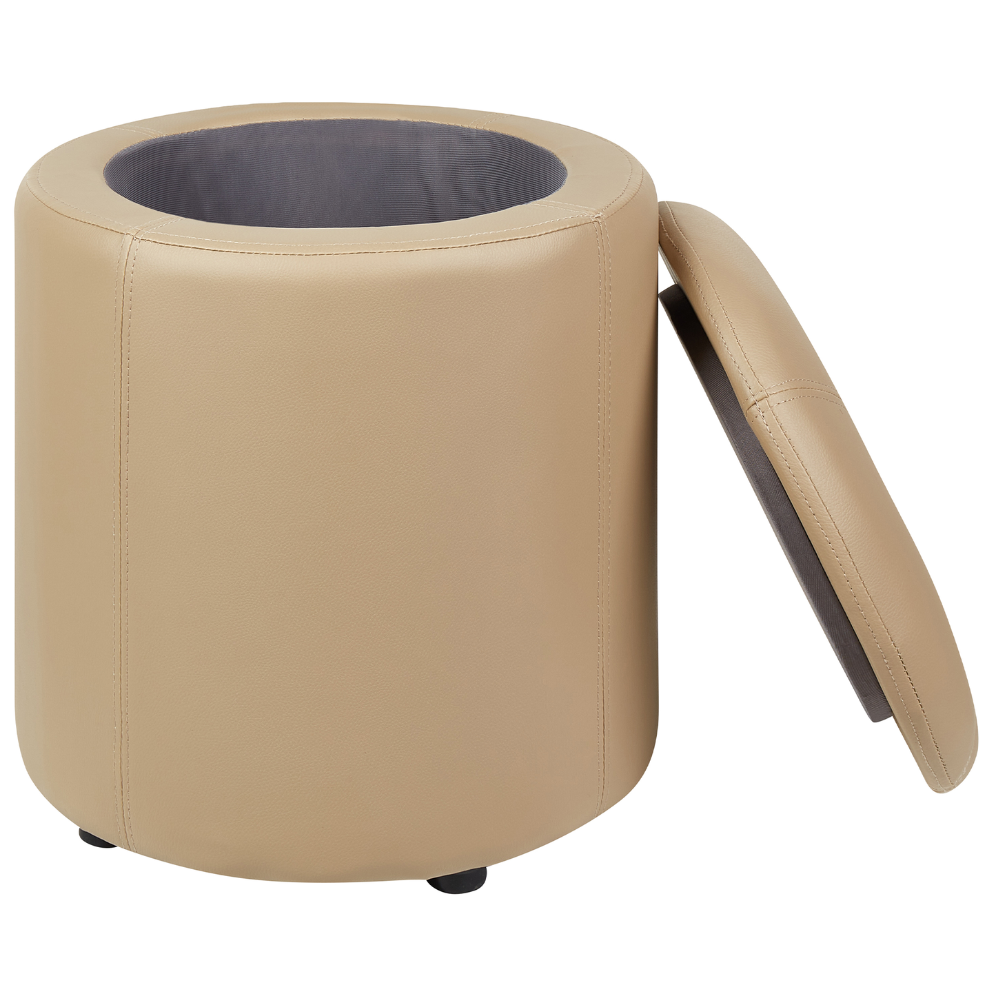 Pouf mit Stauraum Kunstleder beige ⌀ 38 cm MARYLAND