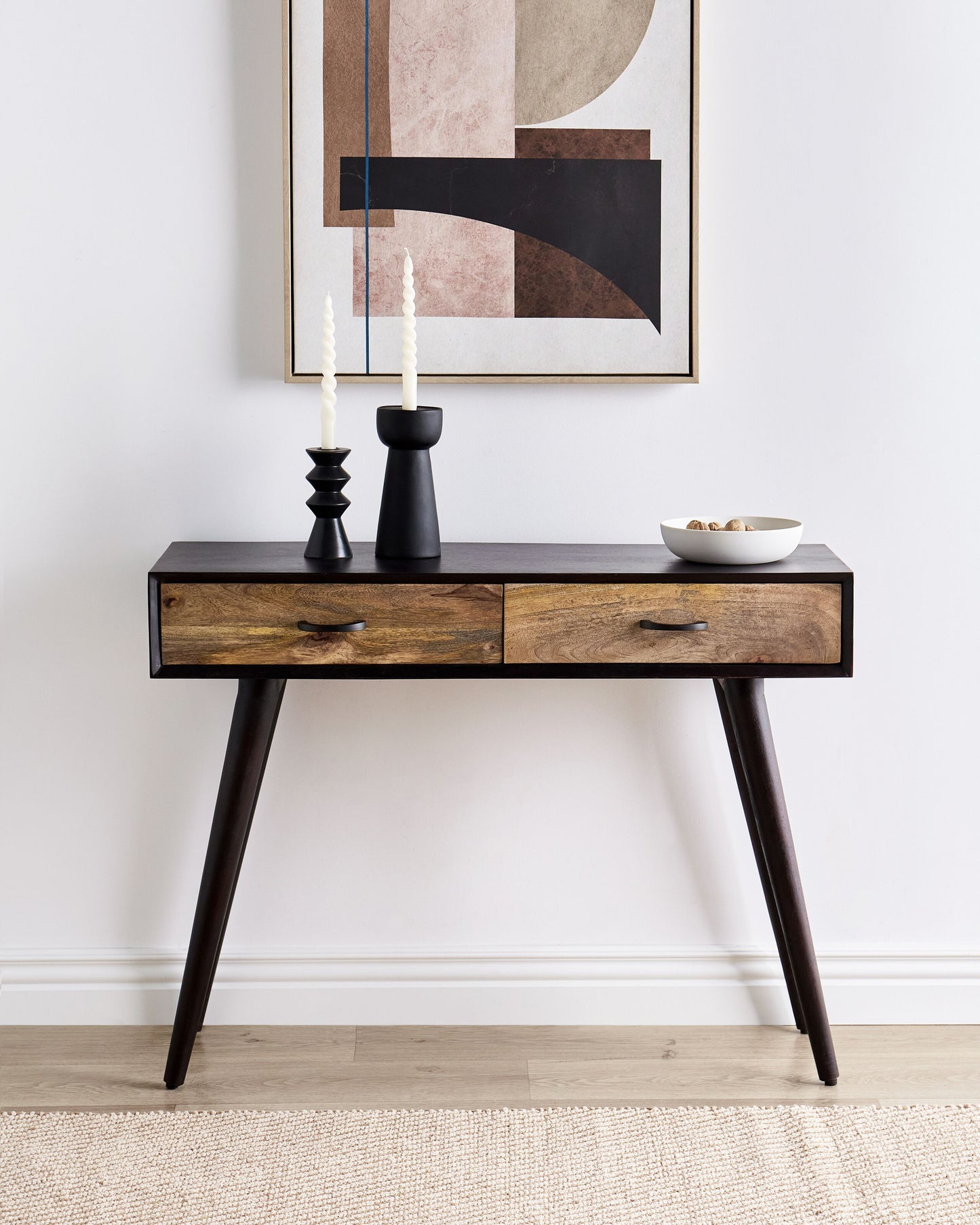 Konsolentisch Mangoholz schwarz / hellbraun 2 Schubladen ARABES