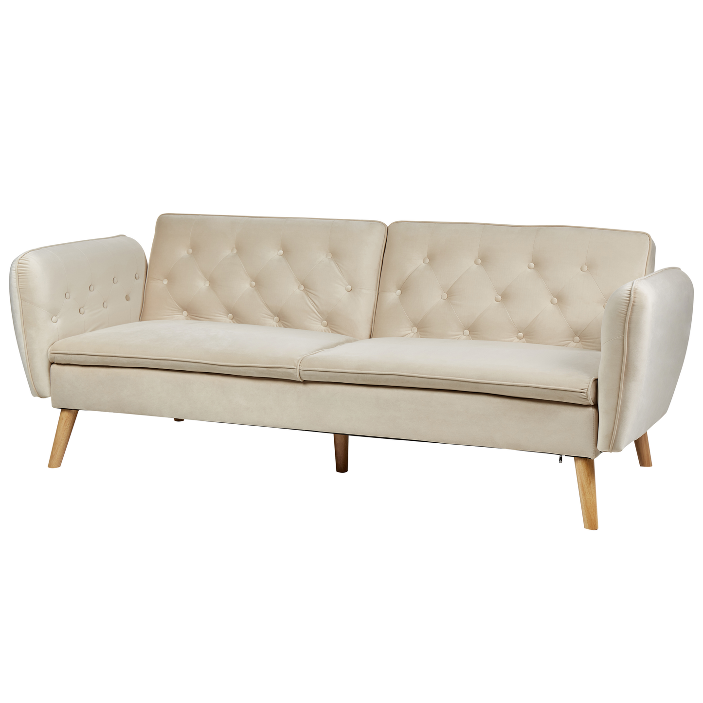2-Sitzer Schlafsofa Samtstoff beige BARDU