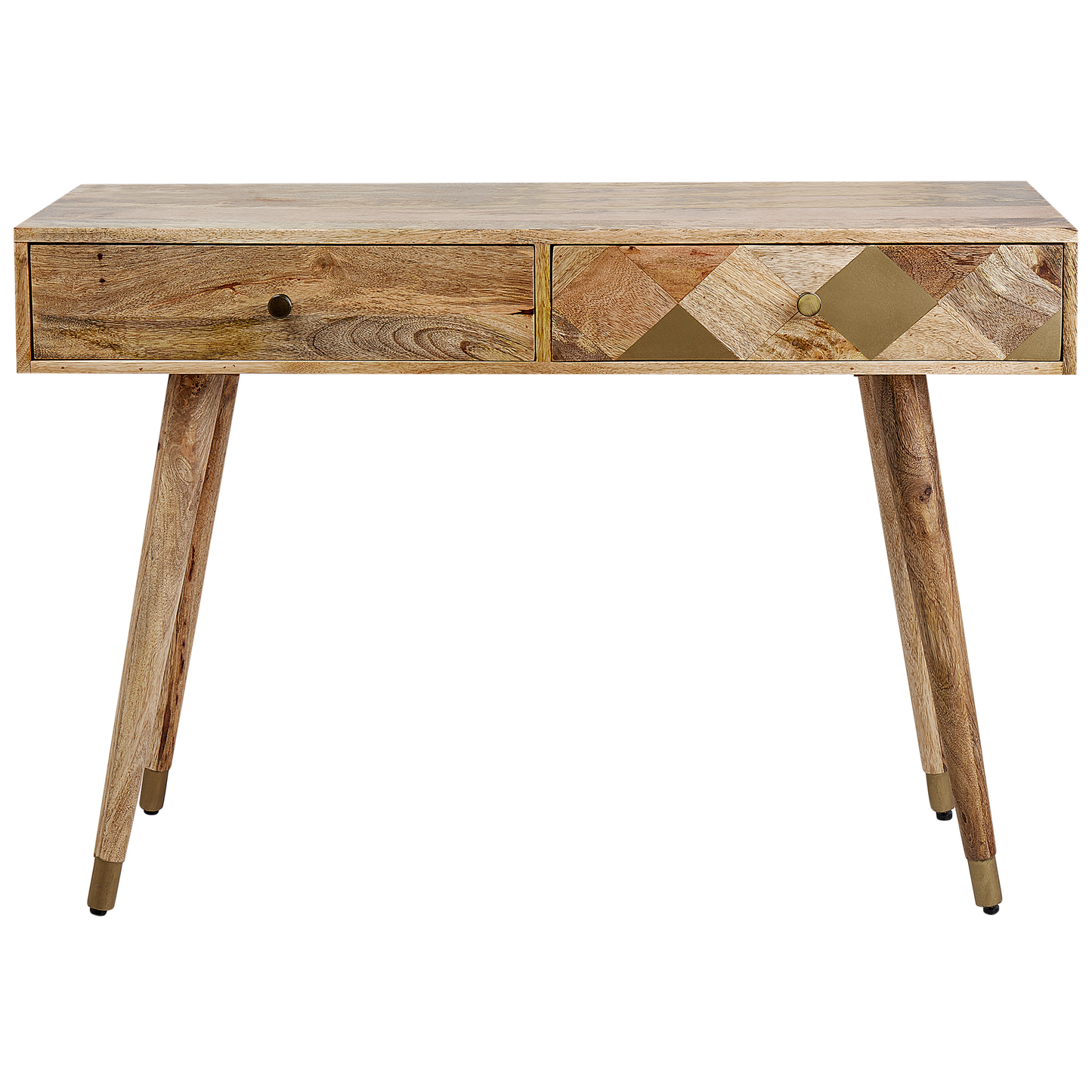 Konsolentisch Mangoholz hellbraun 2 Schubladen GLENTANA