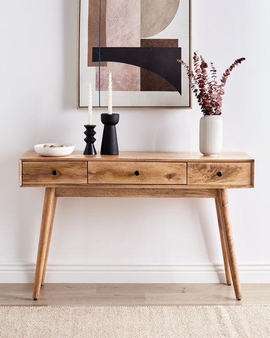 Konsolentisch Mangoholz hellbraun 3 Schubladen KINSELLA