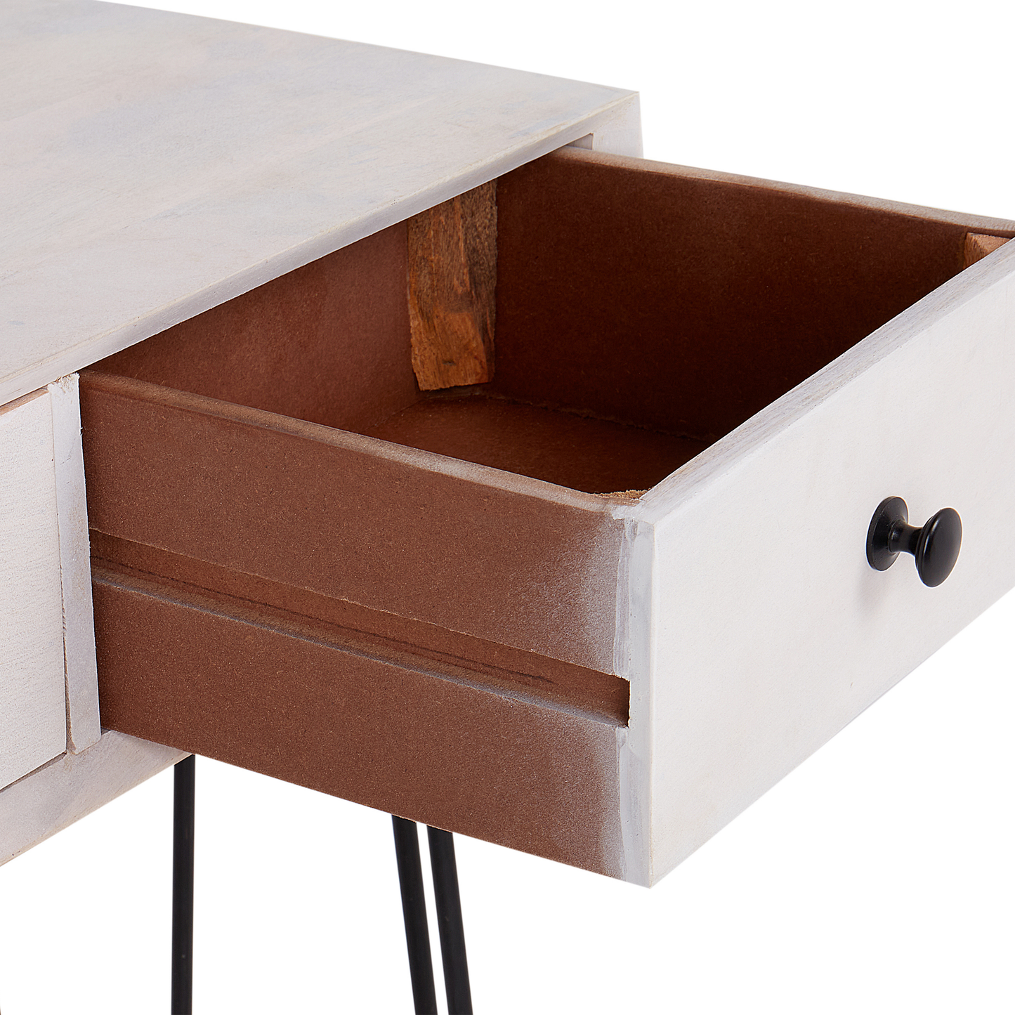 Konsolentisch Mangoholz cremeweiss / schwarz 3 Schubladen MINTO