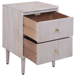 Nachttisch Mangoholz cremeweiss 2 Schubladen MARIETTA