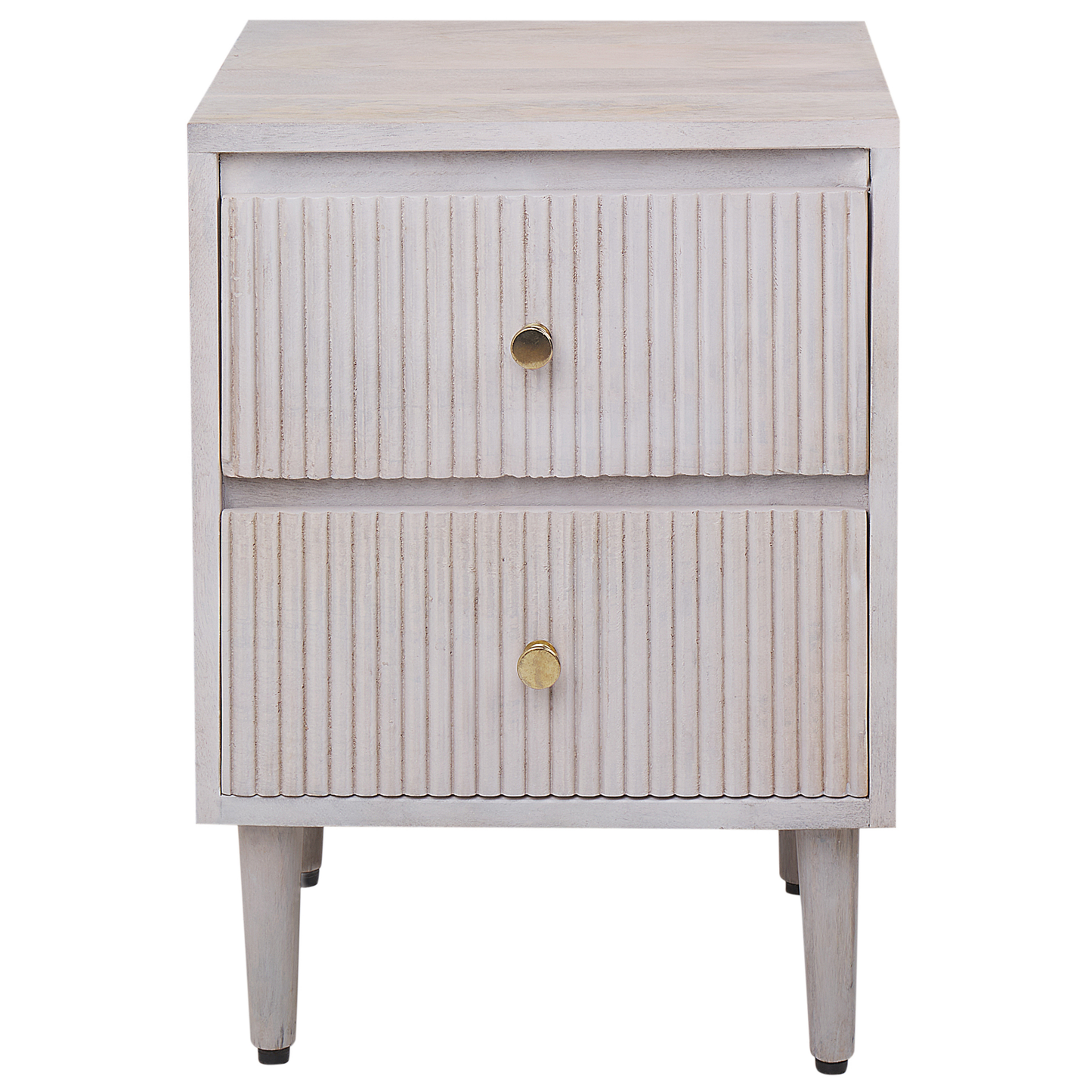 Nachttisch Mangoholz cremeweiss 2 Schubladen MARIETTA