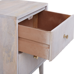 Nachttisch Mangoholz cremeweiss 2 Schubladen MARIETTA