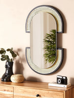 Wandspiegel STAINS 43 cm 75 cm Rattan Naturfarben