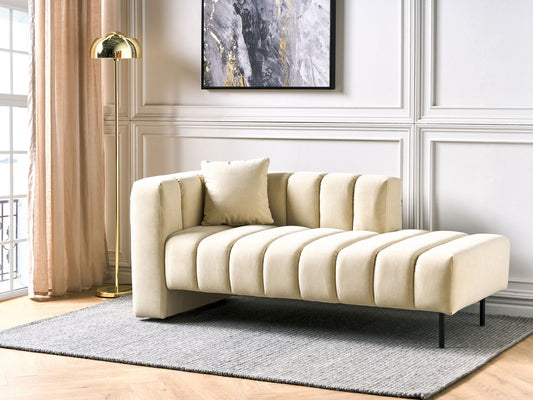 Chaiselongue veganes Kunstleder cremeweiss linksseitig LANNILS