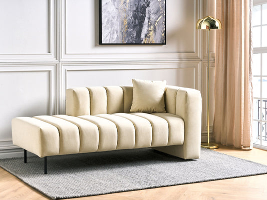 Chaiselongue veganes Kunstleder cremeweiss rechtsseitig LANNILS