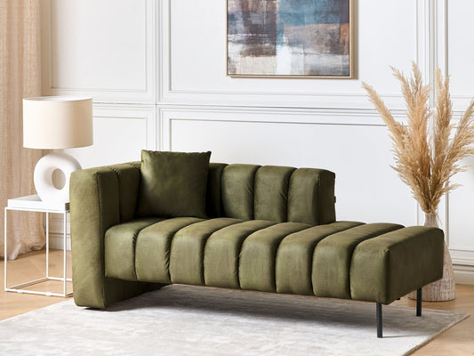 Chaiselongue Samtstoff olivgrün linksseitig LANNILS