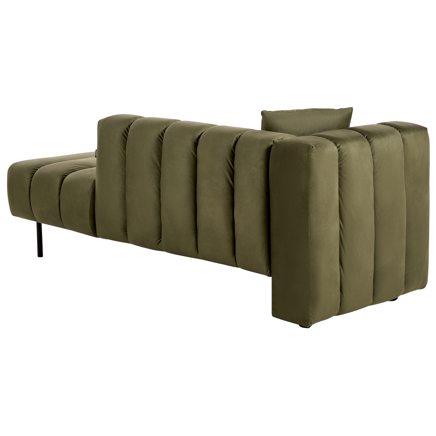 Chaiselongue Samtstoff olivgrün linksseitig LANNILS