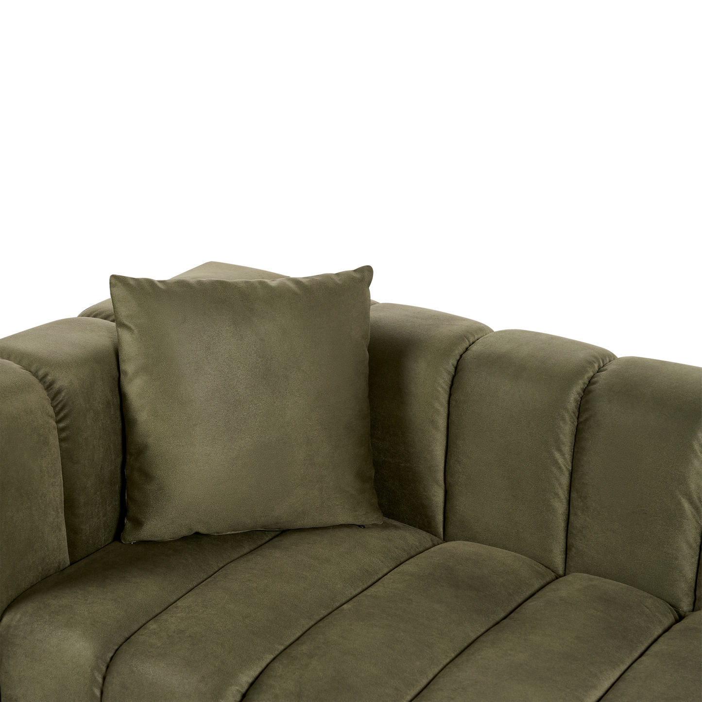 Chaiselongue Samtstoff olivgrün linksseitig LANNILS