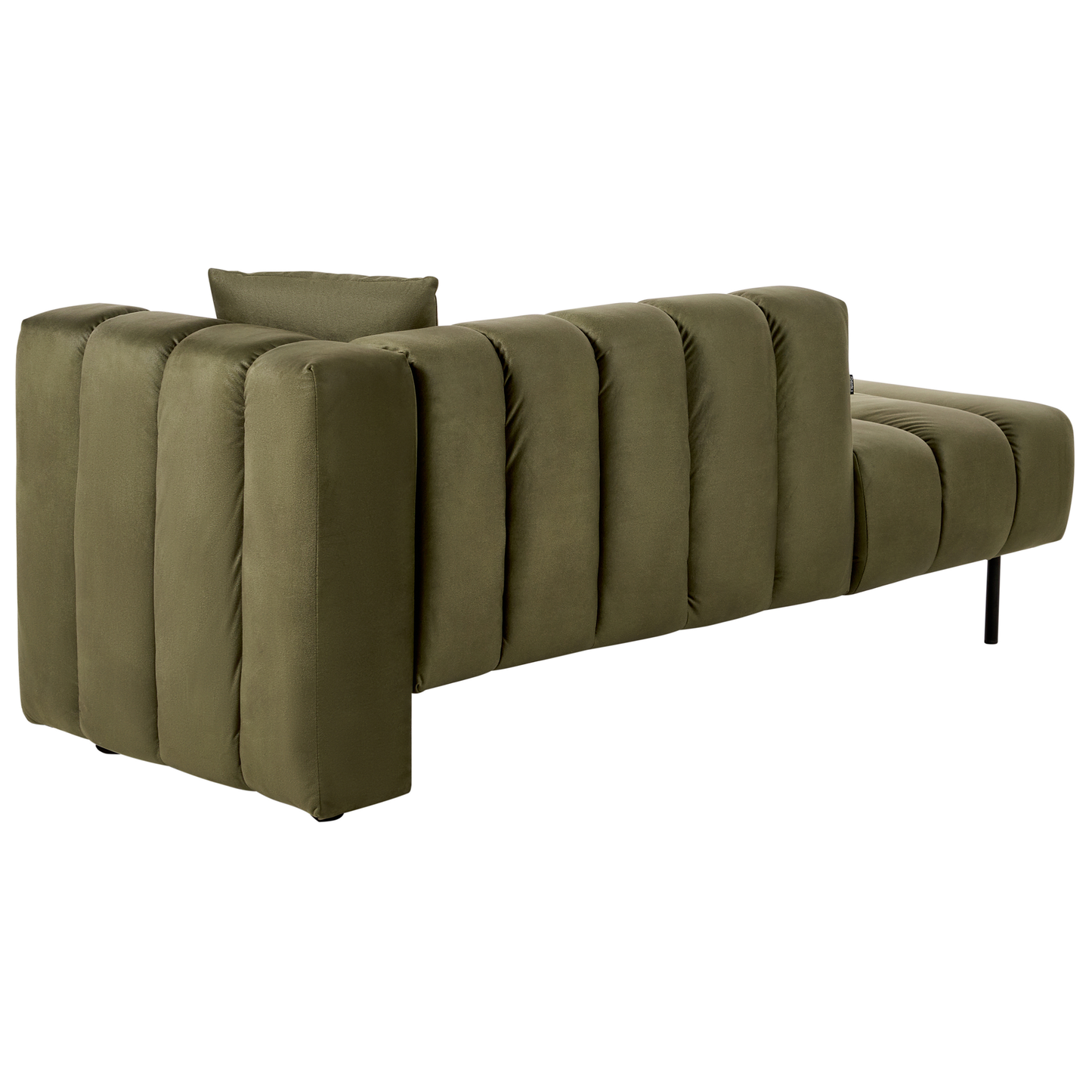 Chaiselongue Samtstoff olivgrün rechtsseitig LANNILS