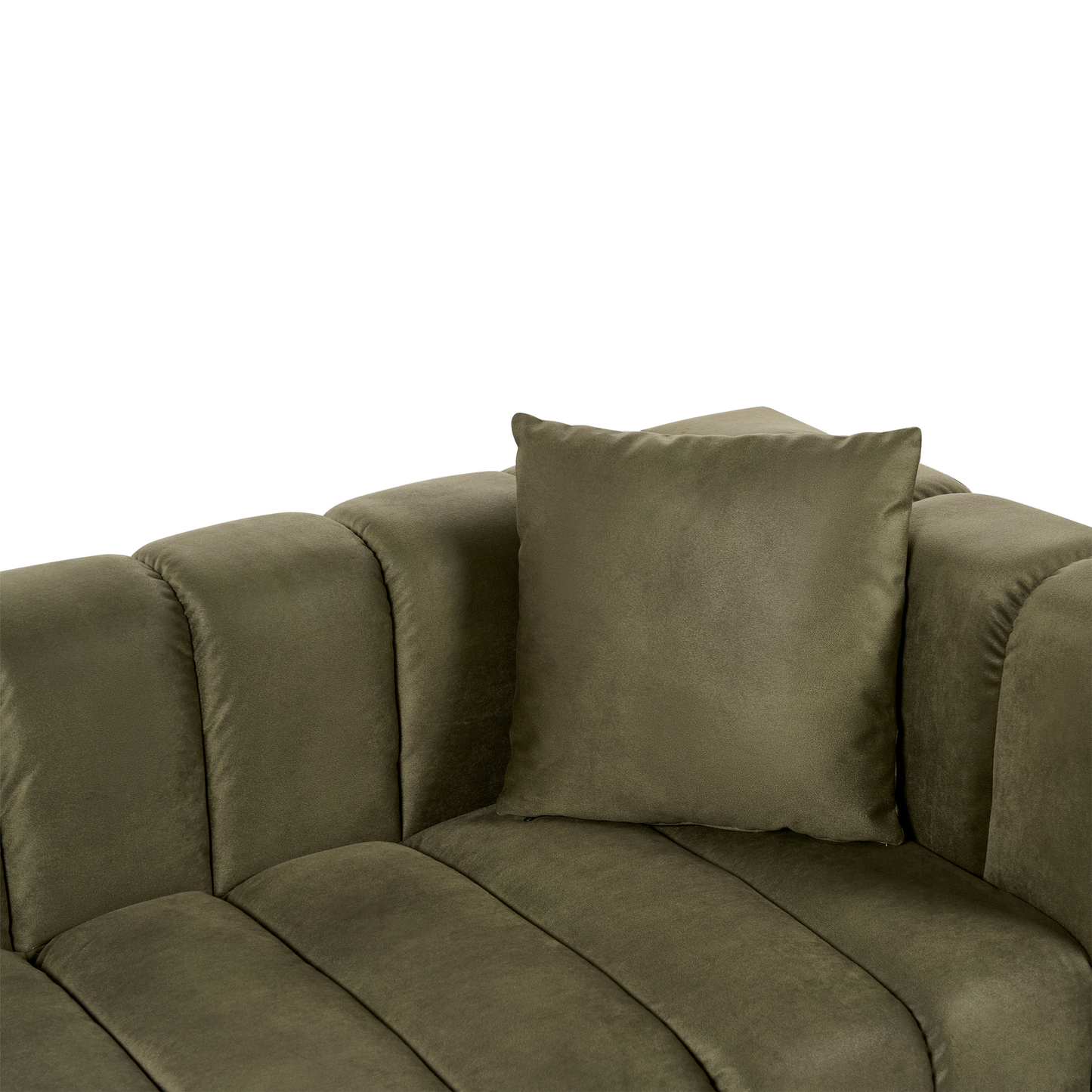 Chaiselongue Samtstoff olivgrün rechtsseitig LANNILS