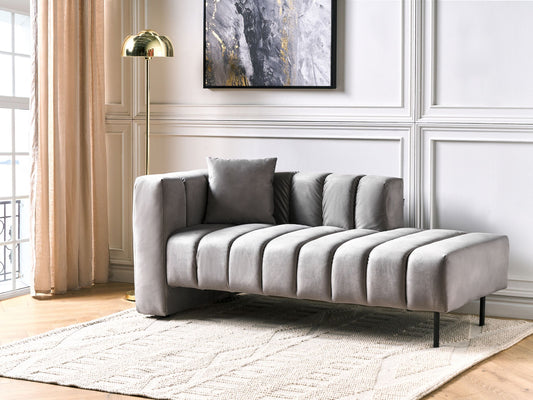Chaiselongue Samtstoff taupe linksseitig LANNILS