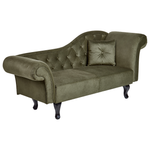 Chaiselongue Samtstoff olivgrün rechtsseitig LATTES II