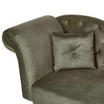 Chaiselongue Samtstoff olivgrün rechtsseitig LATTES II