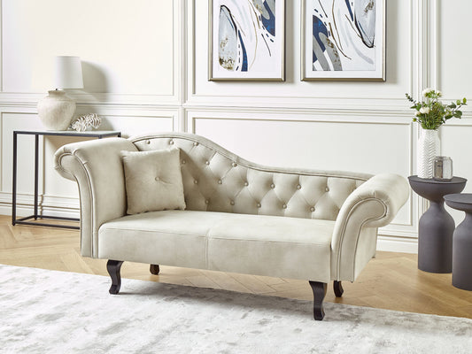 Chaiselongue Samtstoff hellbeige linksseitig LATTES II