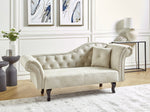 Chaiselongue Samtstoff hellbeige rechtsseitig LATTES II