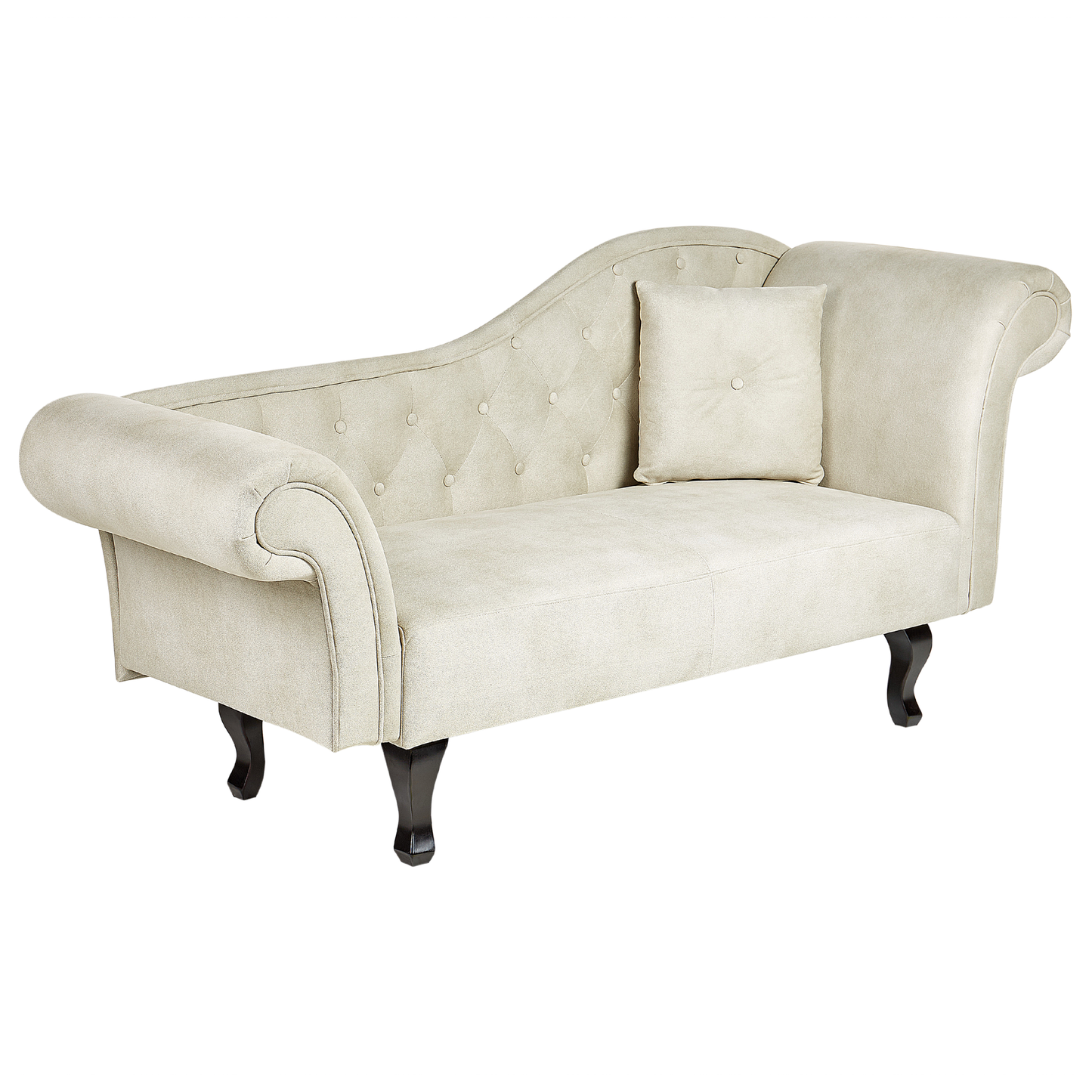 Chaiselongue Samtstoff hellbeige rechtsseitig LATTES II