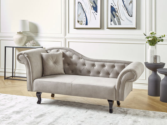 Chaiselongue Samtstoff taupe linksseitig LATTES II