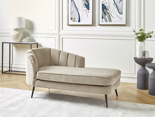 Chaiselongue Samtstoff beige linksseitig ALLIER