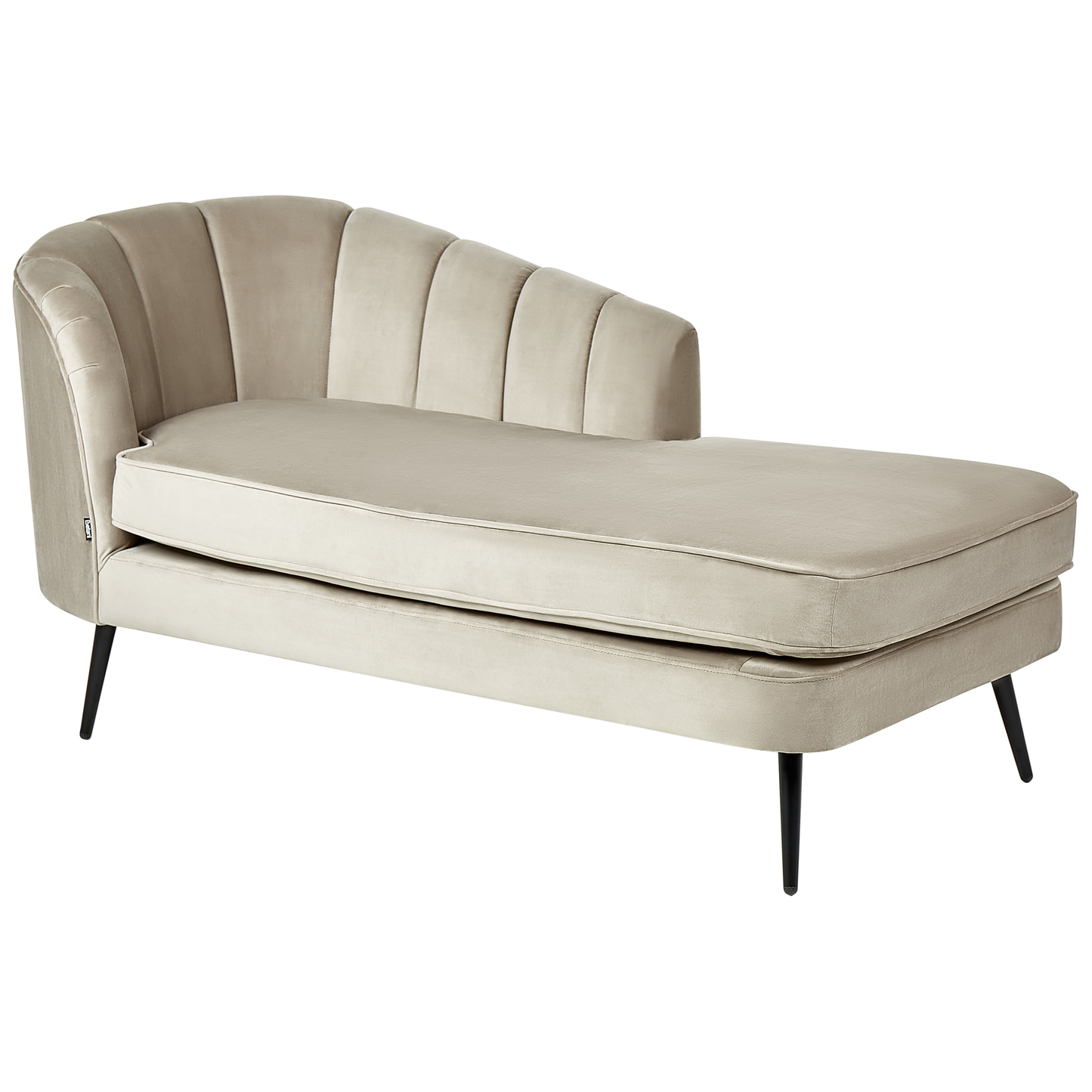 Chaiselongue Samtstoff beige linksseitig ALLIER