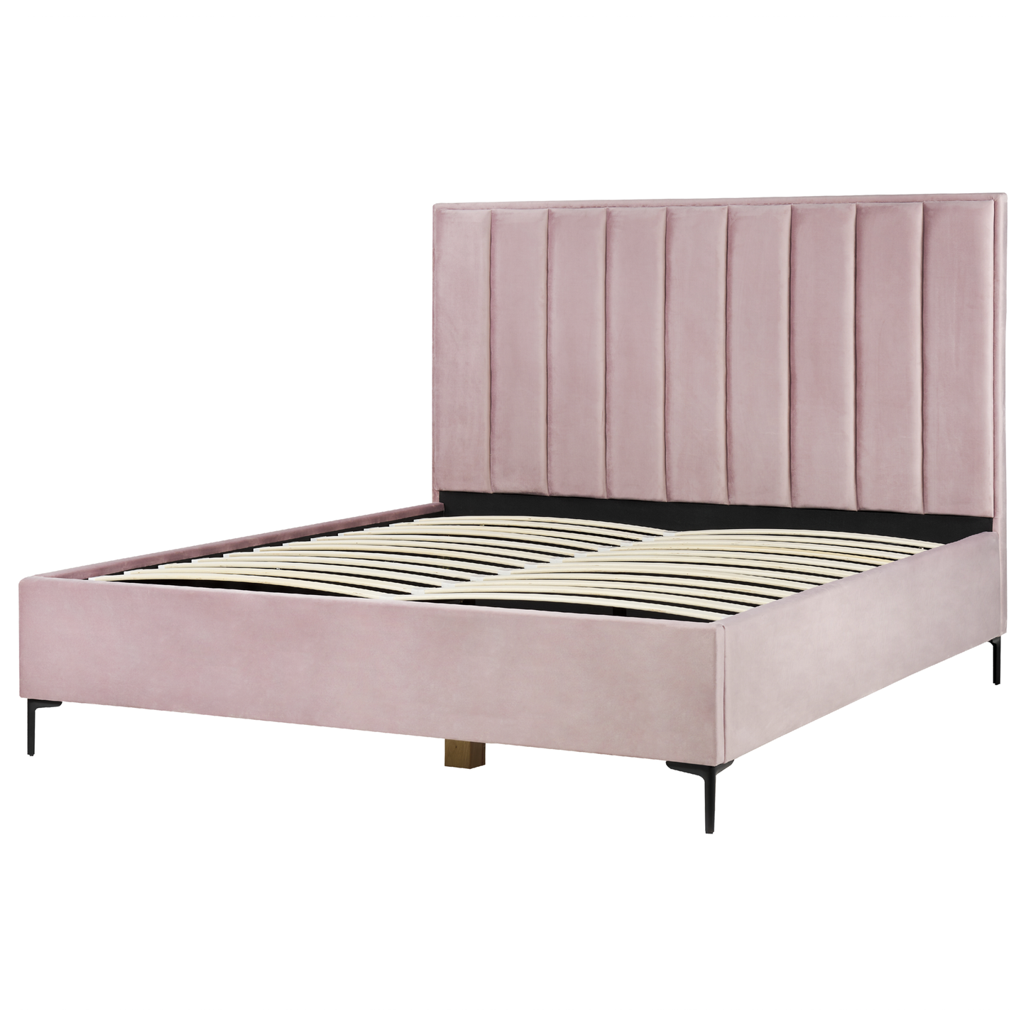 Bett mit Stauraum Samtstoff SEZANNE 180 x 200 cm Rosa