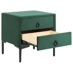 Nachttisch mit 2 Schubladen SEZANNE Samtstoff Dunkelgrün