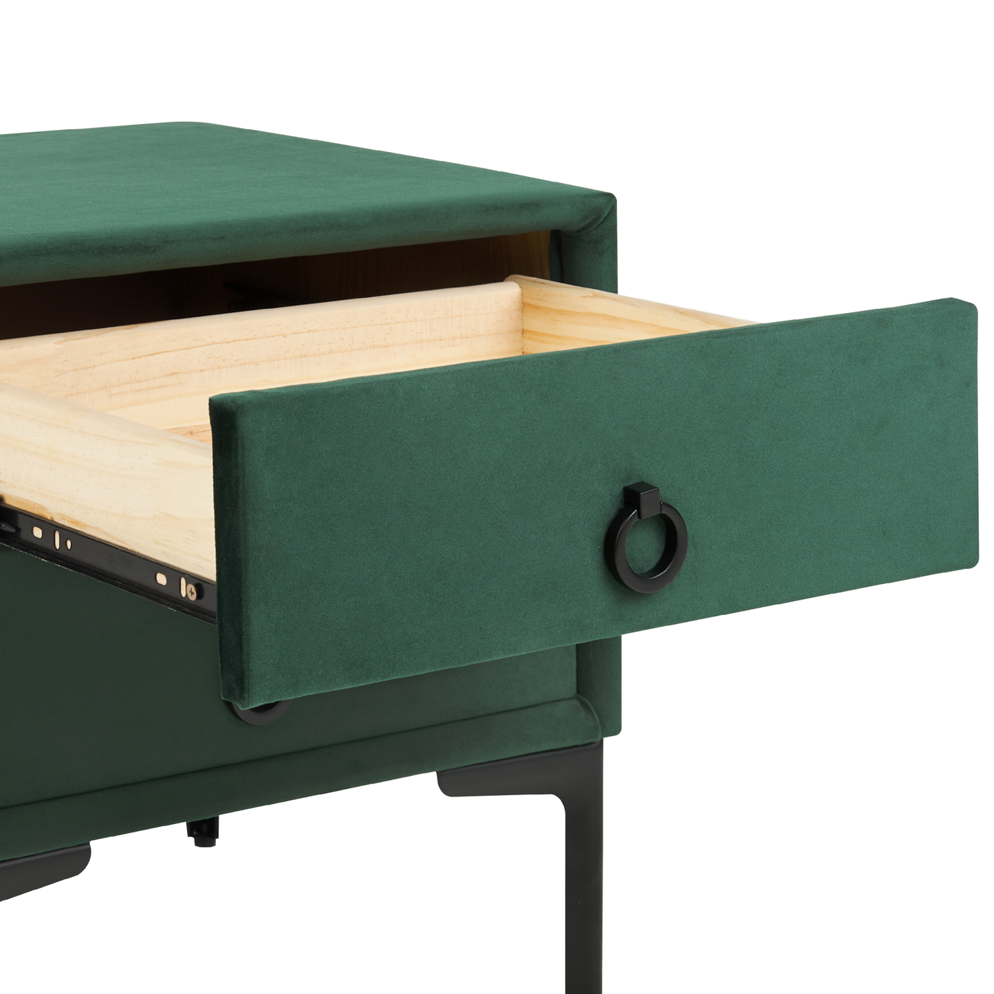 Nachttisch mit 2 Schubladen SEZANNE Samtstoff Dunkelgrün