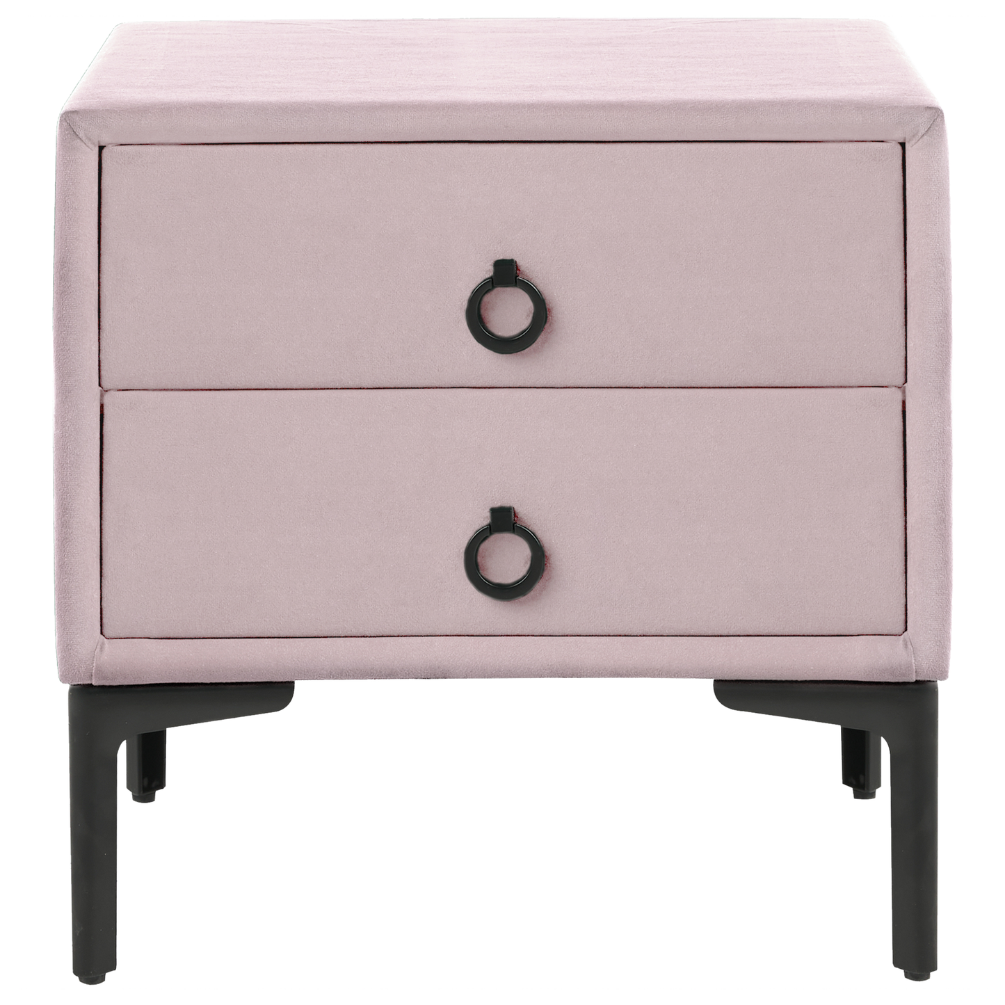 Nachttisch mit 2 Schubladen SEZANNE Samtstoff Rosa