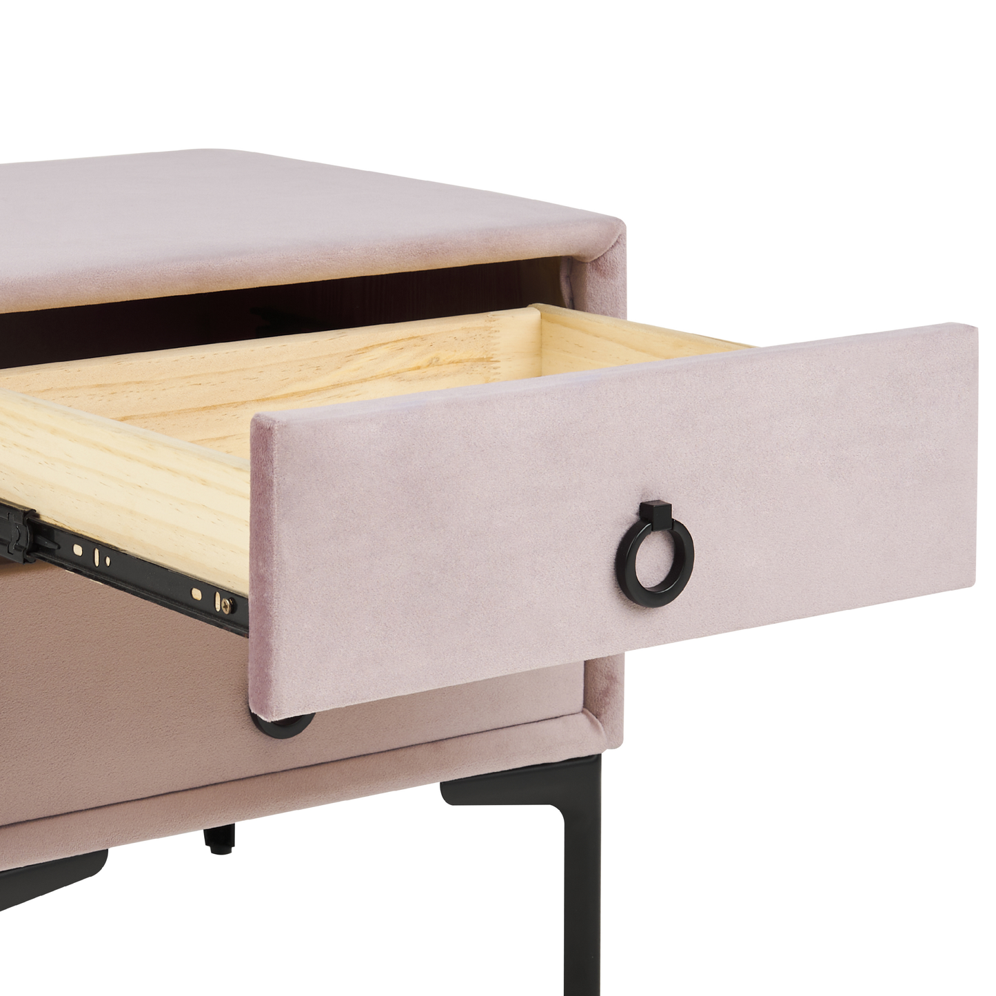 Nachttisch mit 2 Schubladen SEZANNE Samtstoff Rosa